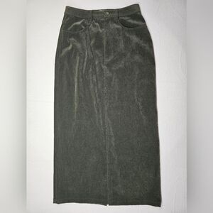 Talbots Stretch Maxi Skirt Brushed‎ Polyester Spandex Hunter Green Slit Pocket